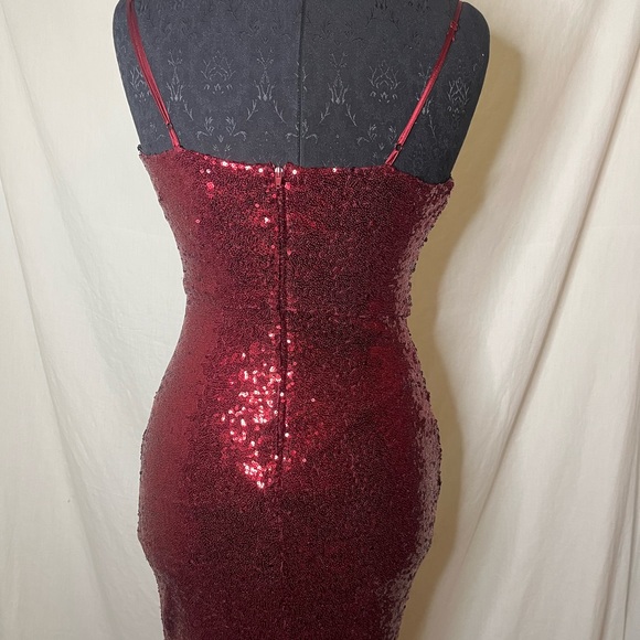 B. Smart Dresses Red Sequin Bodycon Prom Dress With Side Slit